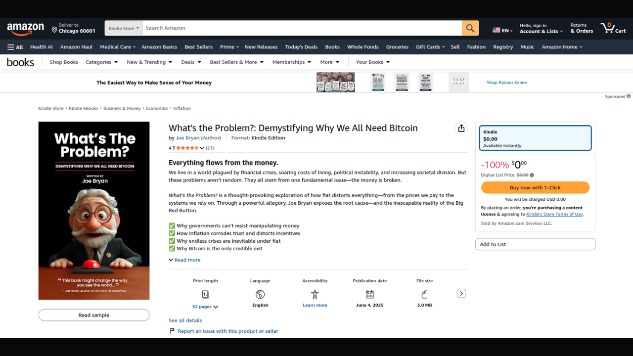 Screenshot of What's the Problem? as a free Kindle ebook on Amazon.